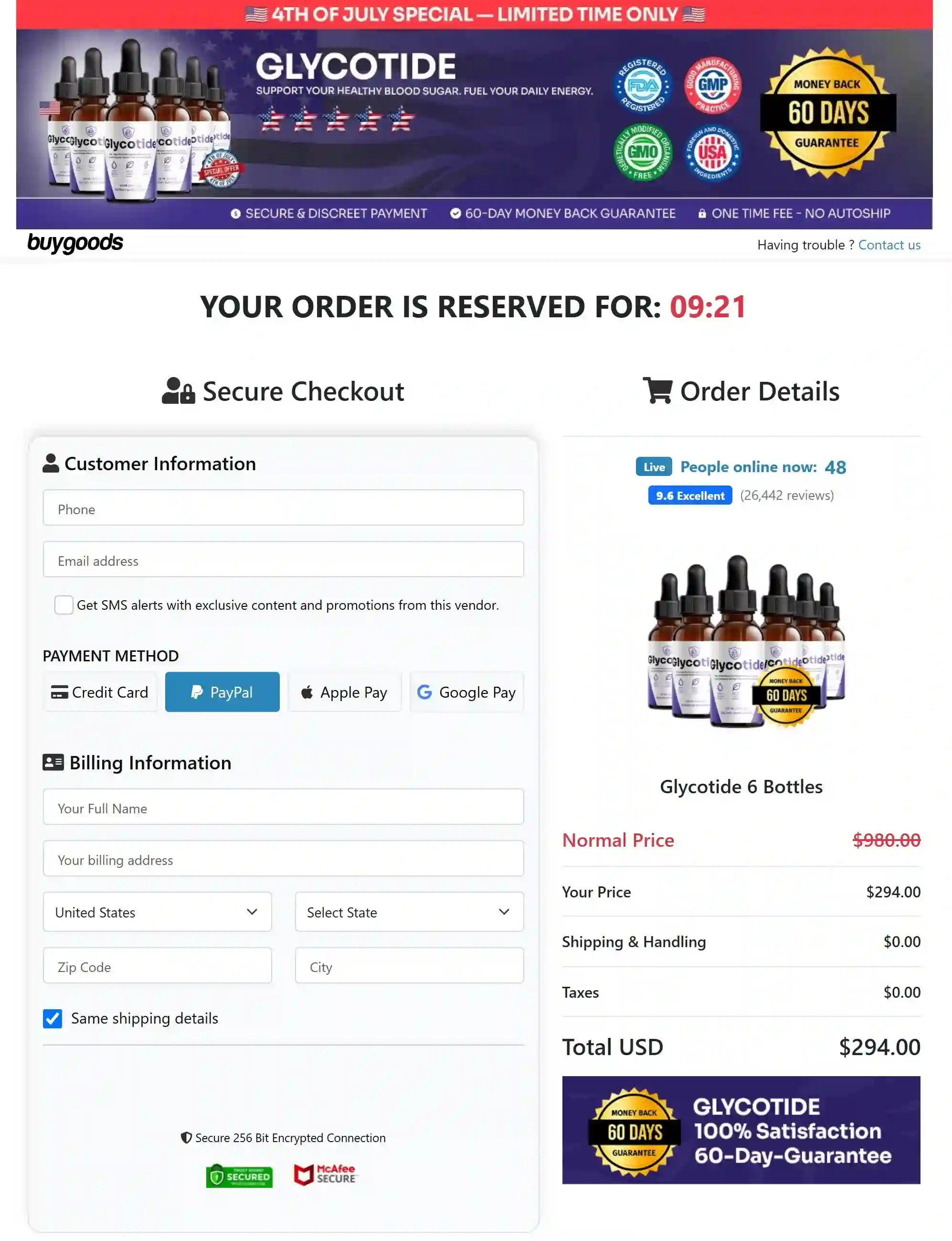 Glycotide CheckoutPage